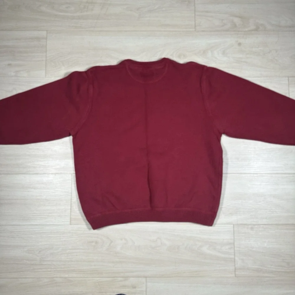 Vintage Eddie Bauer Sweater Mens XL Burgundy Red Cotton Knit Crewneck Pullover - Picture 3 of 7